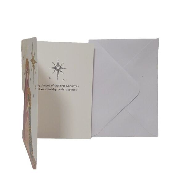 Fancy Box 16 Christmas CARDS GOLD LEAF Baby JESUS Mary Joseph Star Religious - Picture 14 of 16